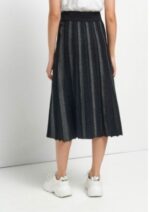 EF035 Contrast Vertical Line Pleated Knit Skirt